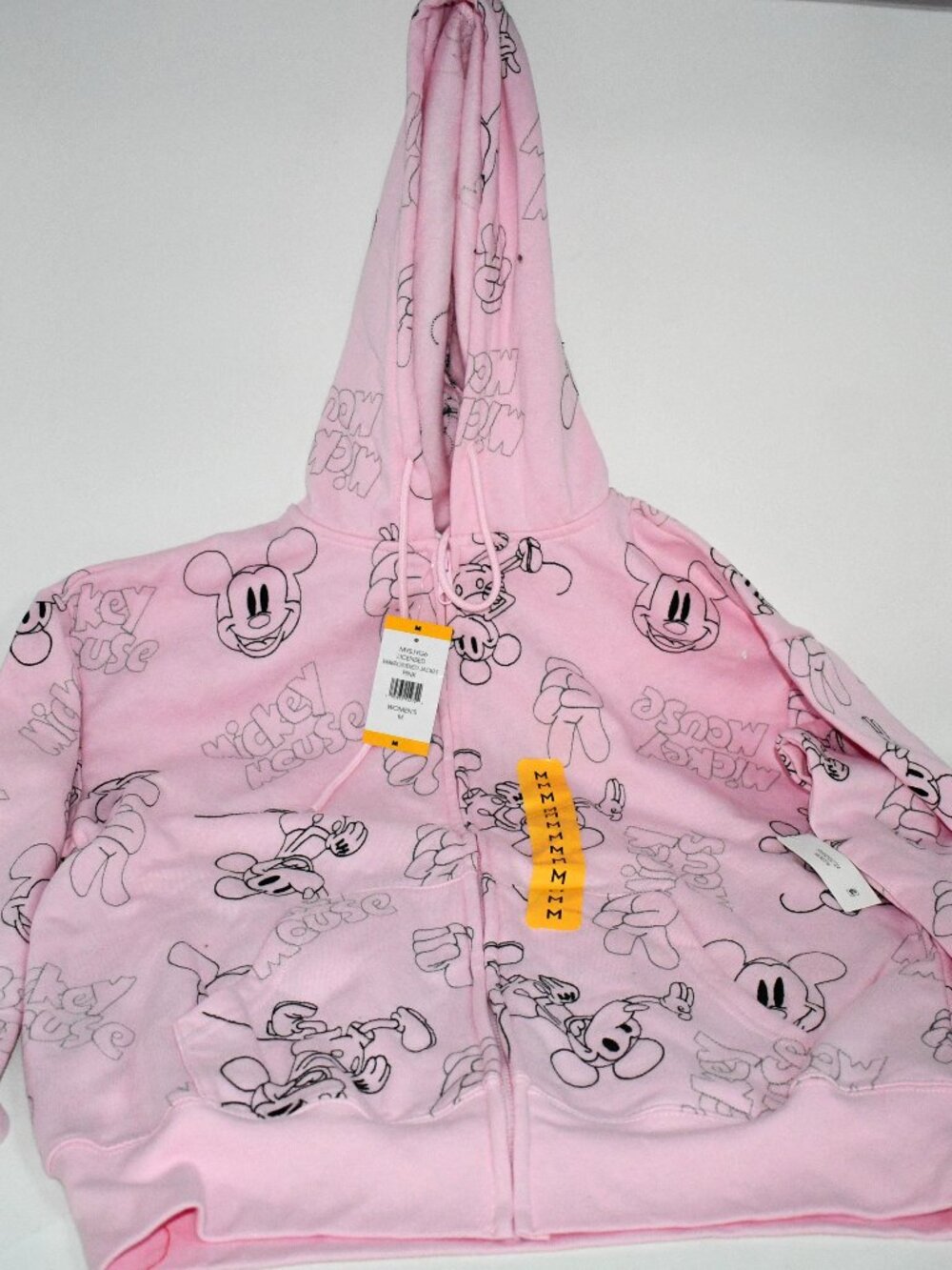 Disney Mickey Mouse Women's Pink All Over Print Full Zip Hoodie Size M NWT